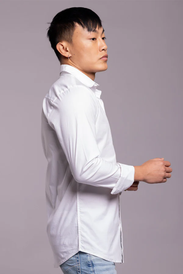 White Full Sleeves Solid Shirt - Image 4