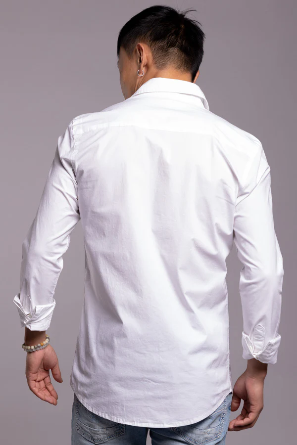 White Full Sleeves Solid Shirt - Image 5