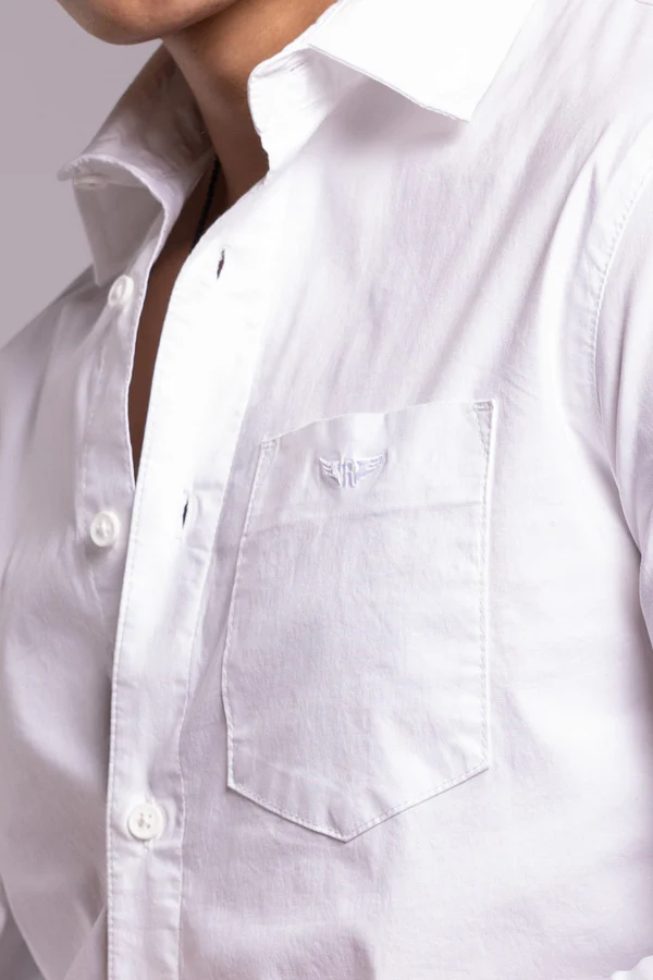 White Full Sleeves Solid Shirt - Image 7