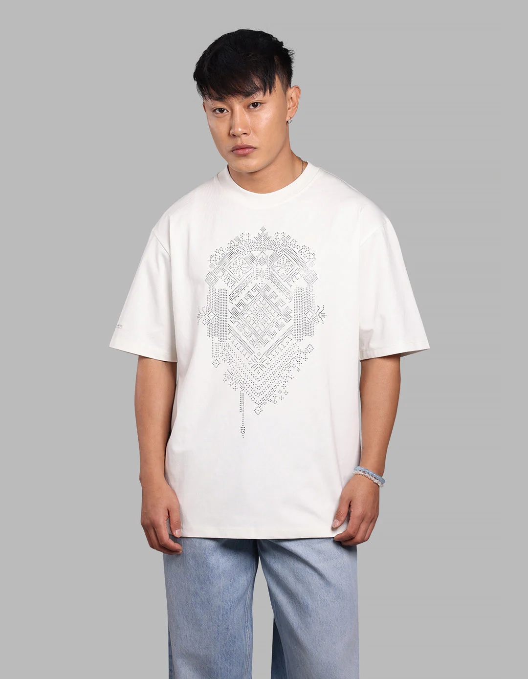 White Half Sleeve Oversize Tee