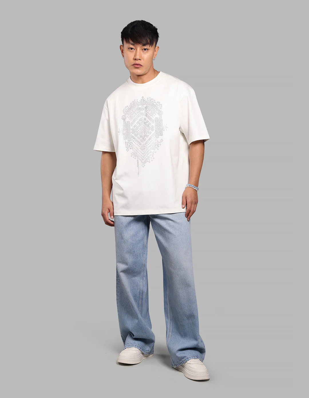 White Half Sleeve Oversize Tee - Image 2