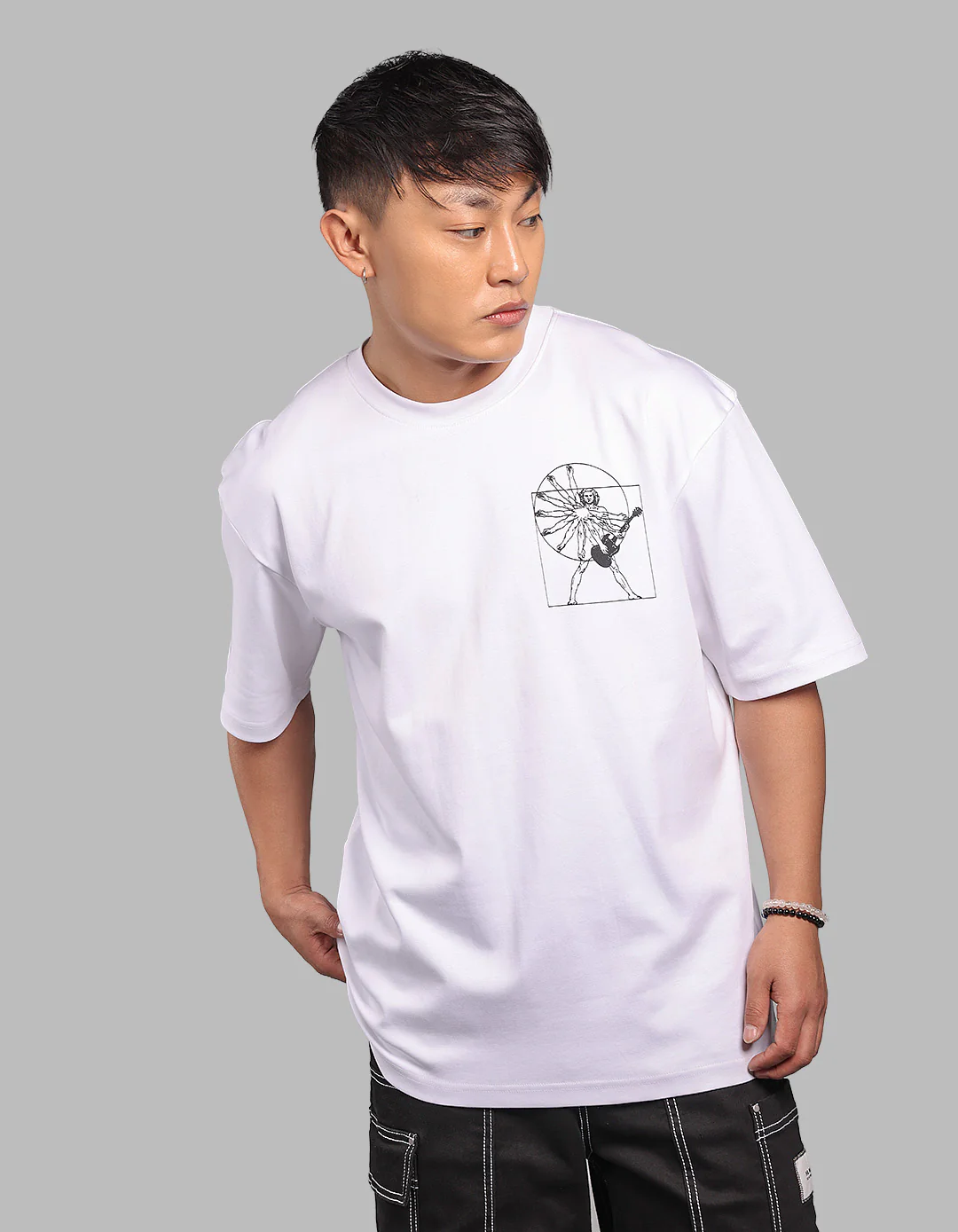 White Half Sleeve Oversize Tee - Image 2