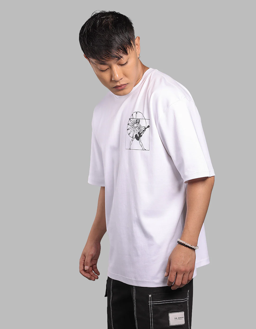White Half Sleeve Oversize Tee - Image 3