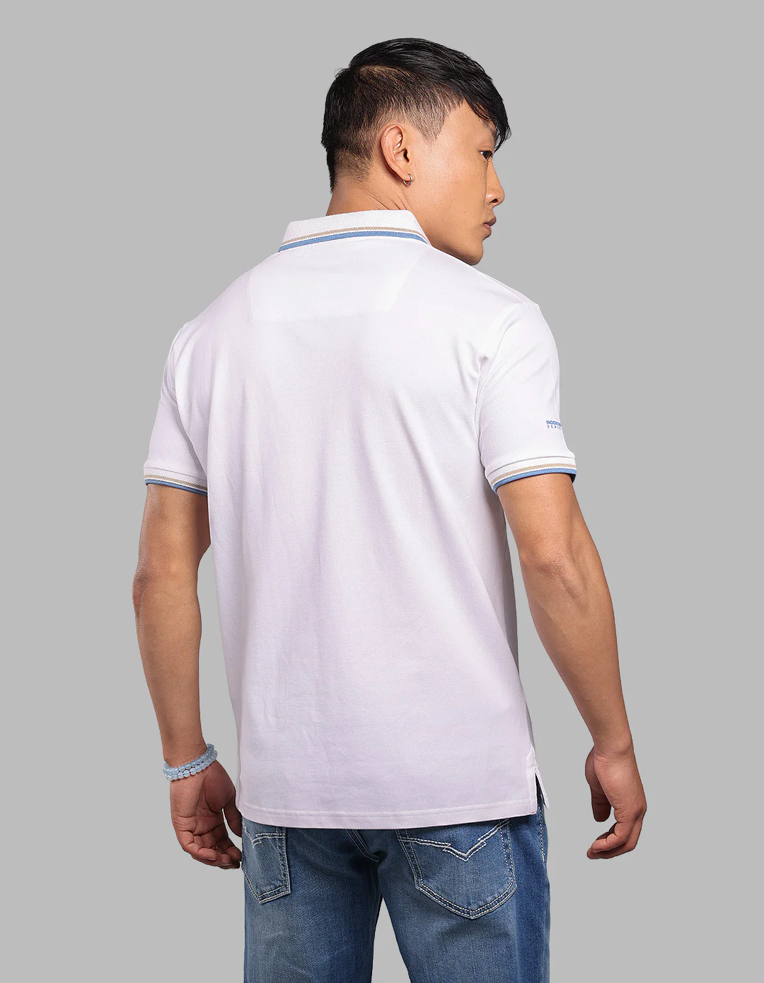 White Half Sleeve Pique Polo Tee - Image 3