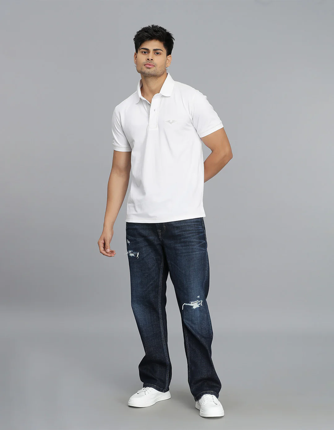 White Half Sleeves Pique Polo Tee - Image 2