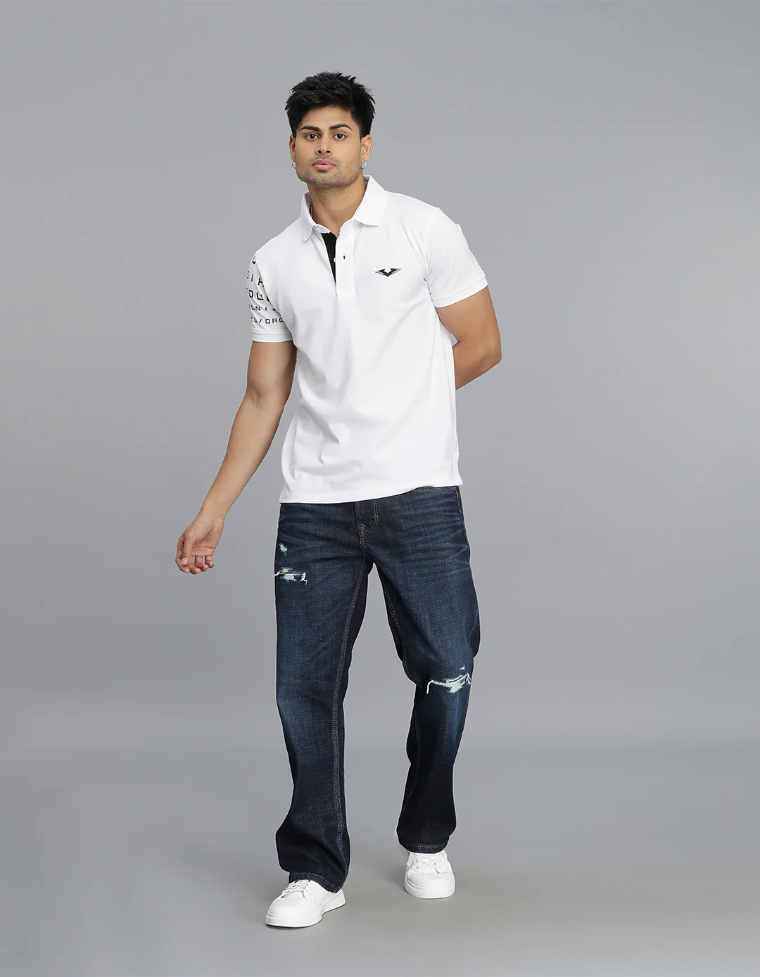 White Half Sleeves Pique Polo Tee - Image 2