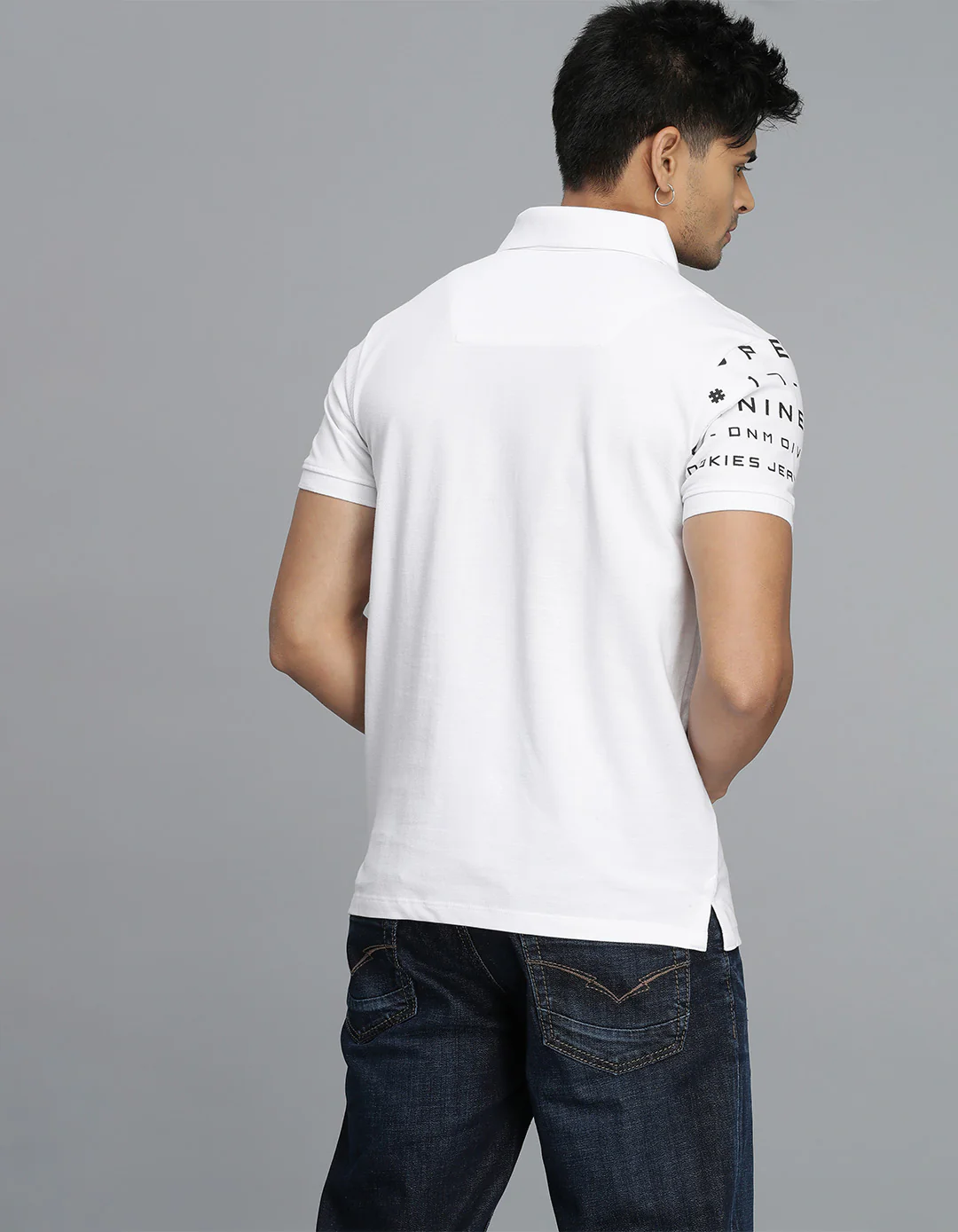 White Half Sleeves Pique Polo Tee - Image 5