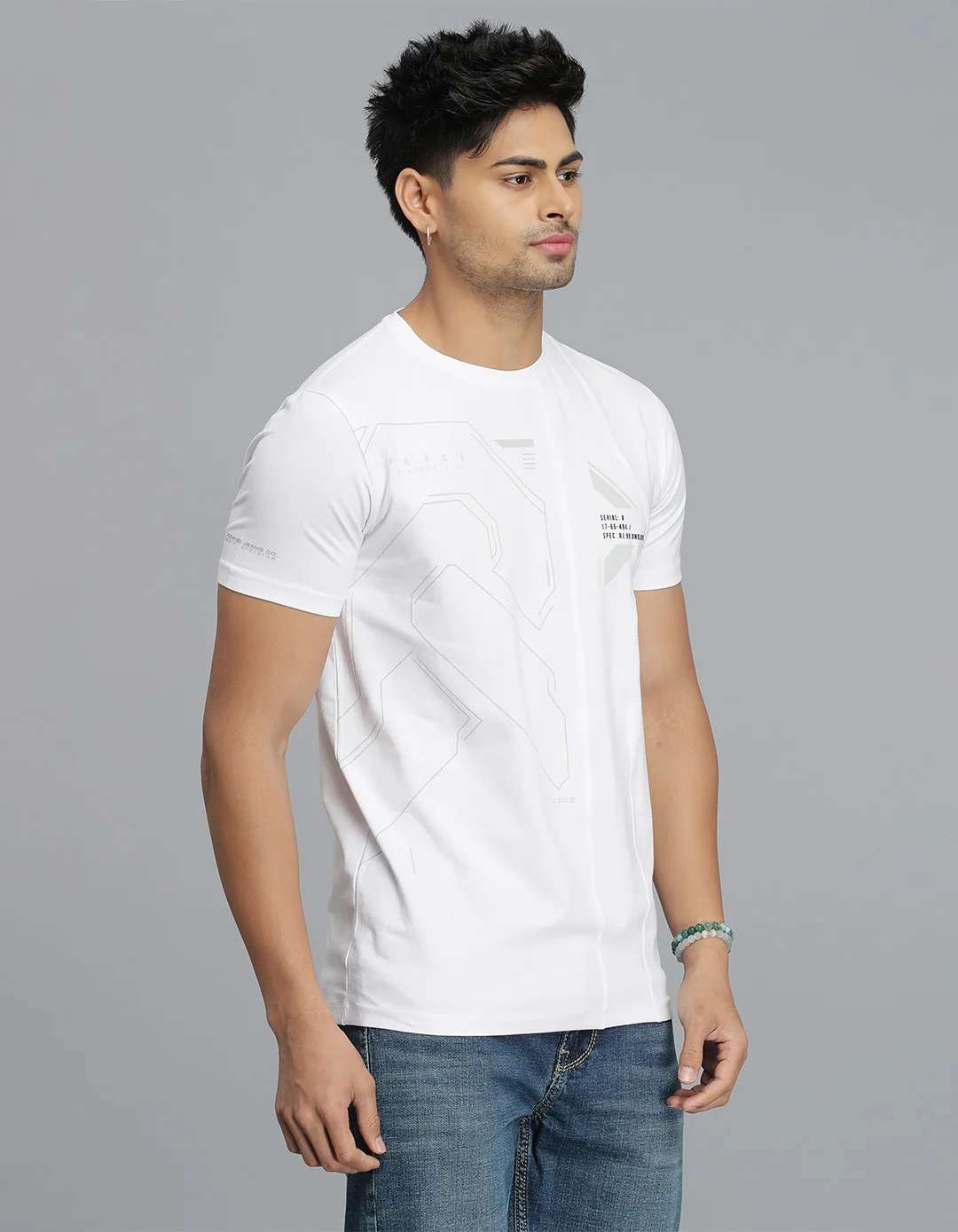 White Half Sleeves Round Neck Tee - Image 3