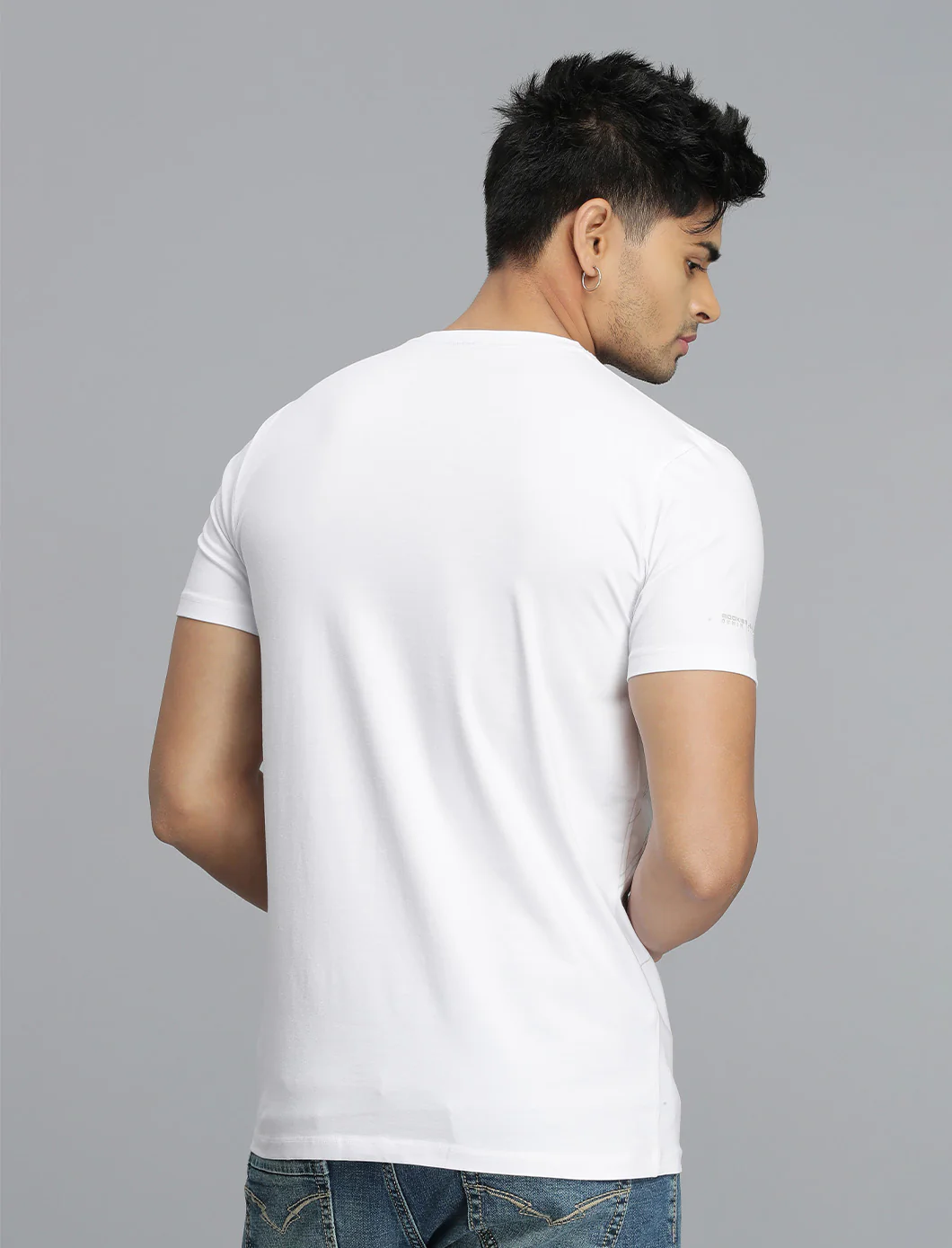 White Half Sleeves Round Neck Tee - Image 4