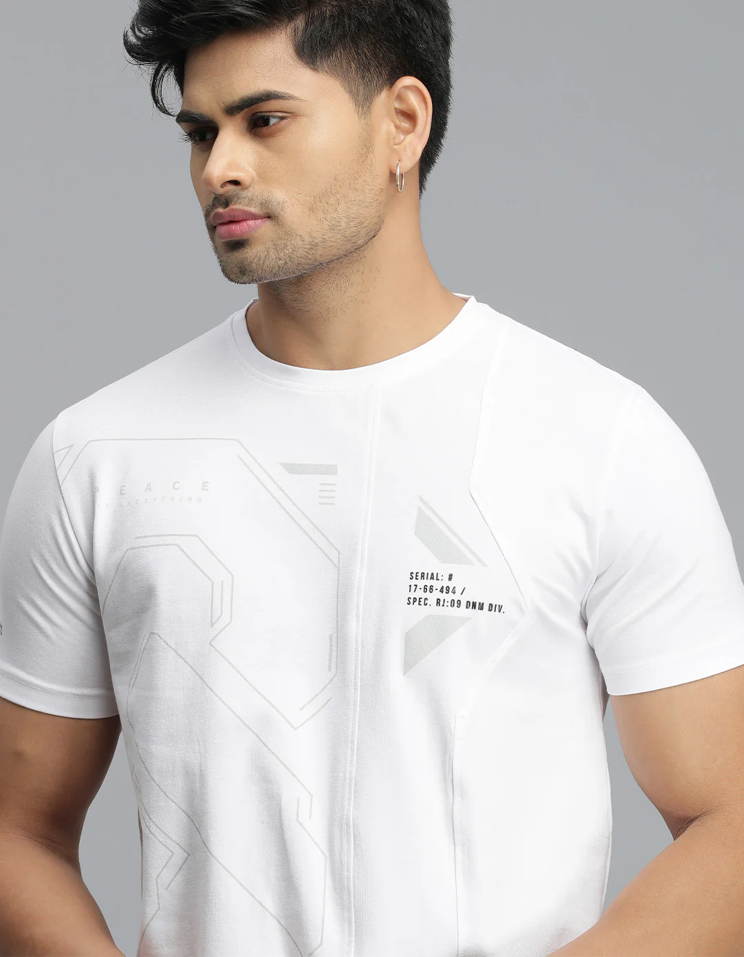 White Half Sleeves Round Neck Tee - Image 5