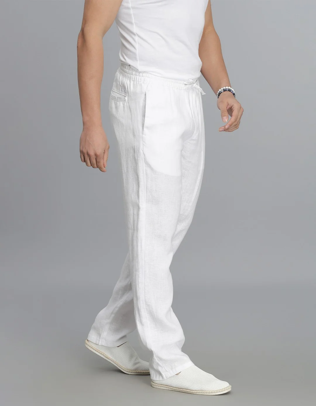 White 100% Linen Pant - Image 4