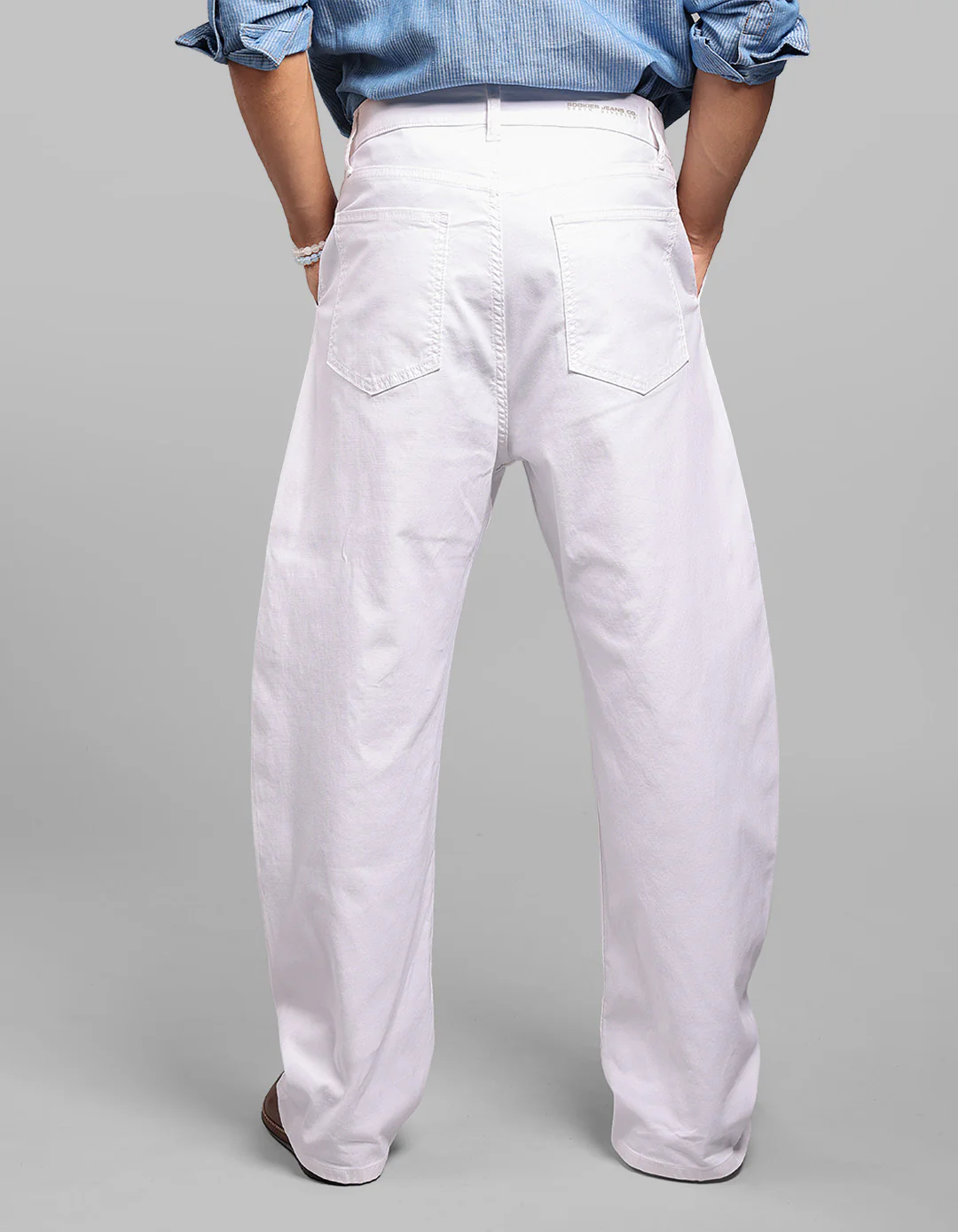 White Loose Arc Fit Cotton Stretch Chinos - Image 5