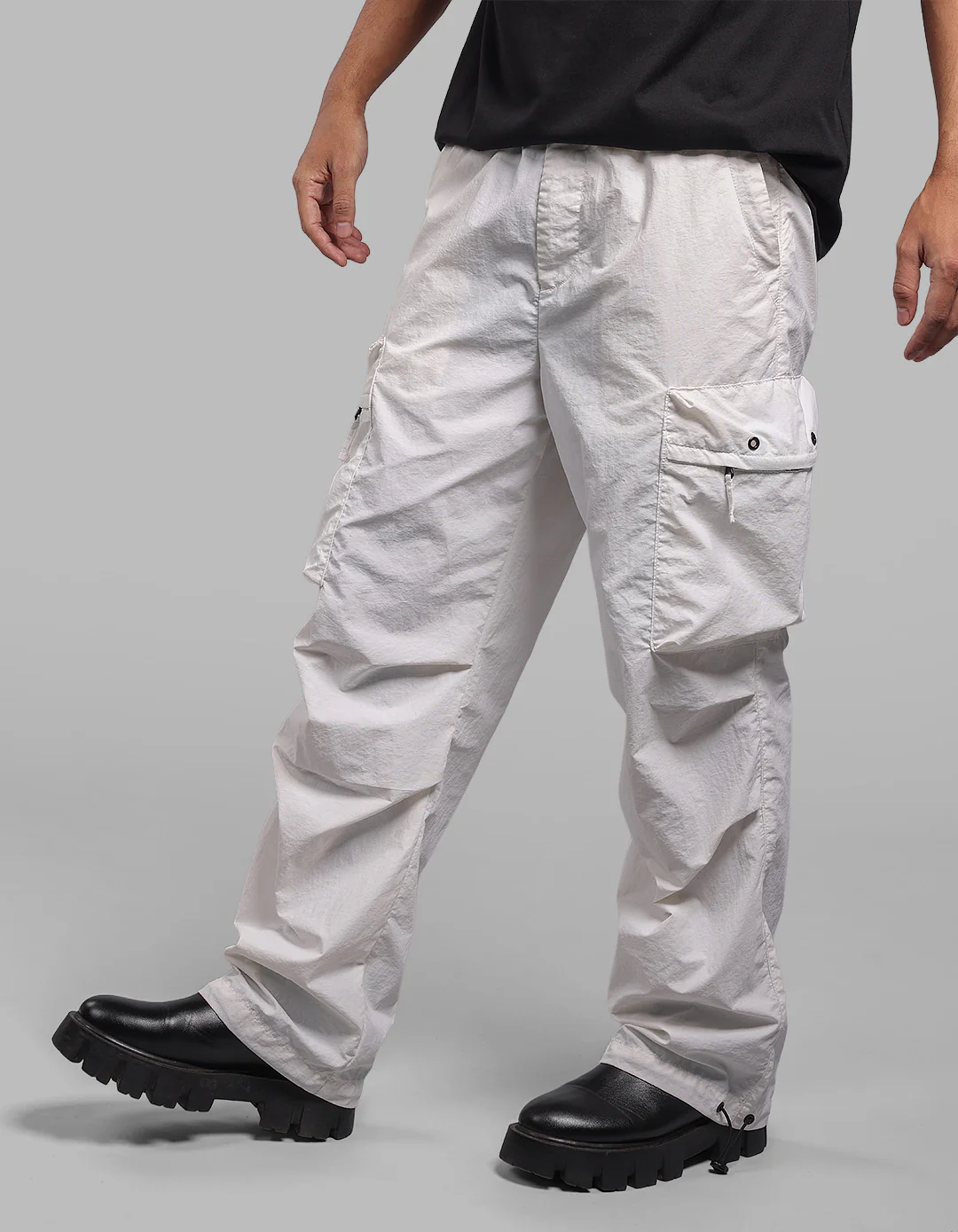 White Loose Fit Utility Cargo - Image 3
