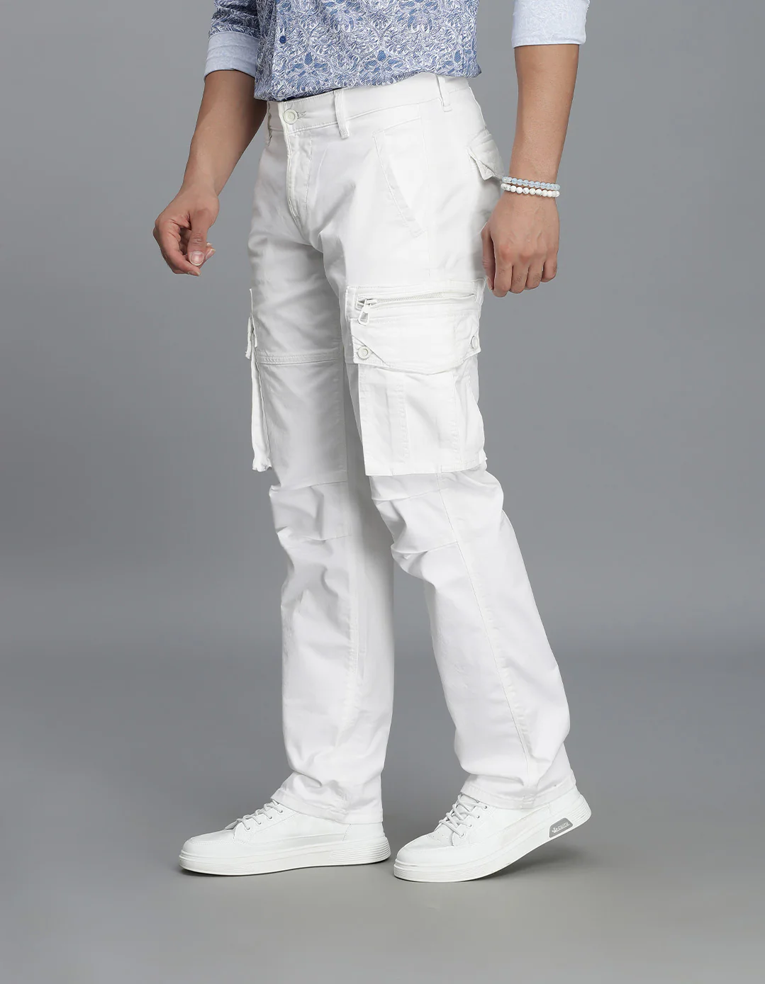 White Regular Fit Cargo Pant - Image 3