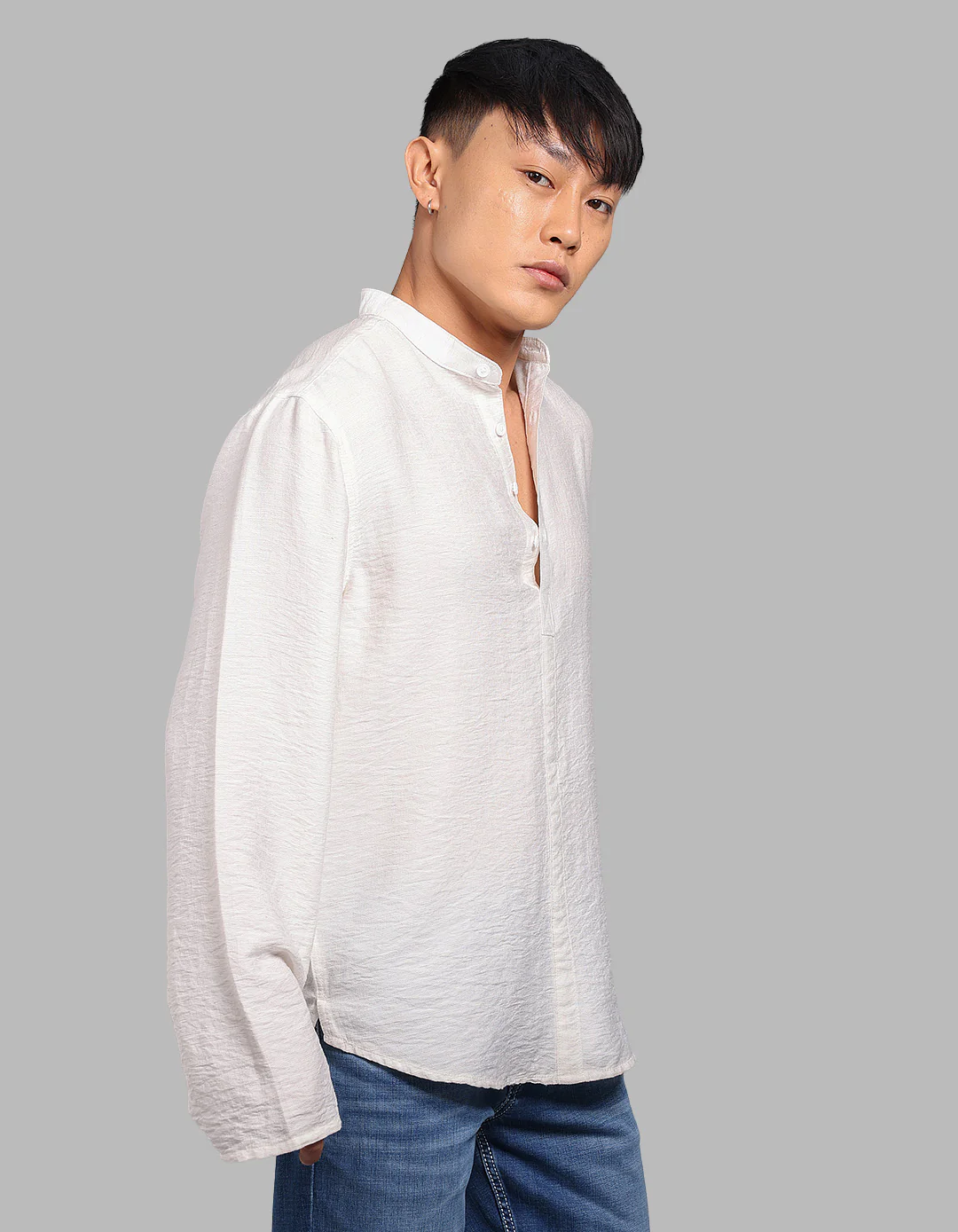 White Relax Slim Fit Textured Short Kurta - Image 4
