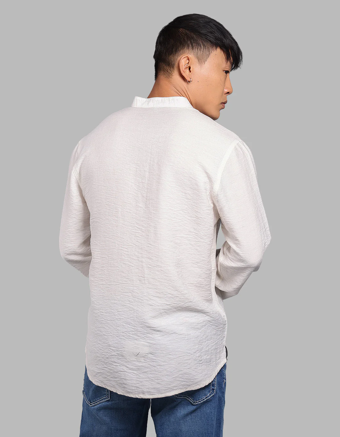 White Relax Slim Fit Textured Short Kurta - Image 5