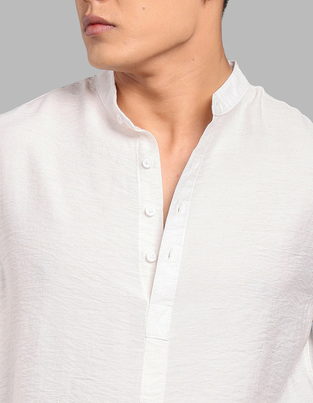 White Relax Slim Fit Textured Short Kurta - Image 6